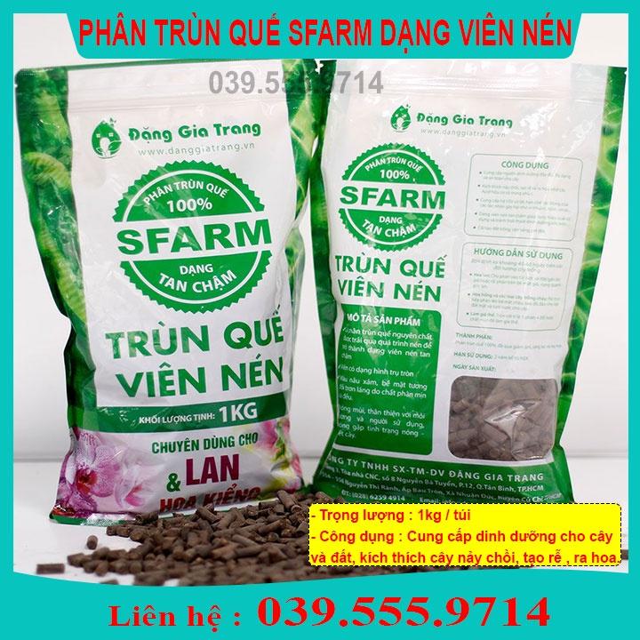 PHÂN BÓN TRÙN QUẾ DẠNG VIÊN SFARM 1KG CHUYÊN DÙNG CHO HOA