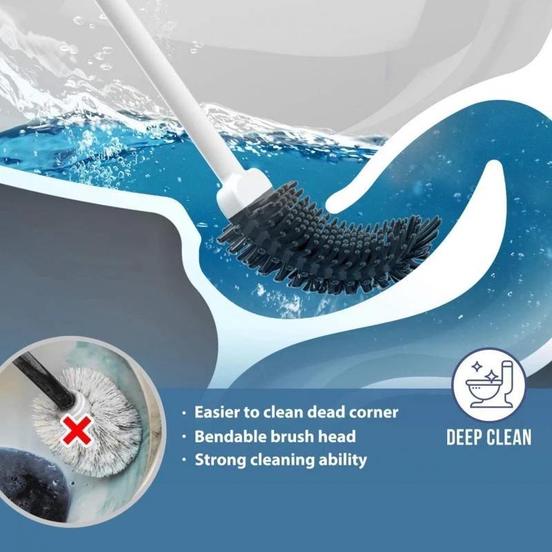 Bàn Chải Vệ Sinh Toilet Bằng Silicon Có Tay Cầm Tiện Lợi