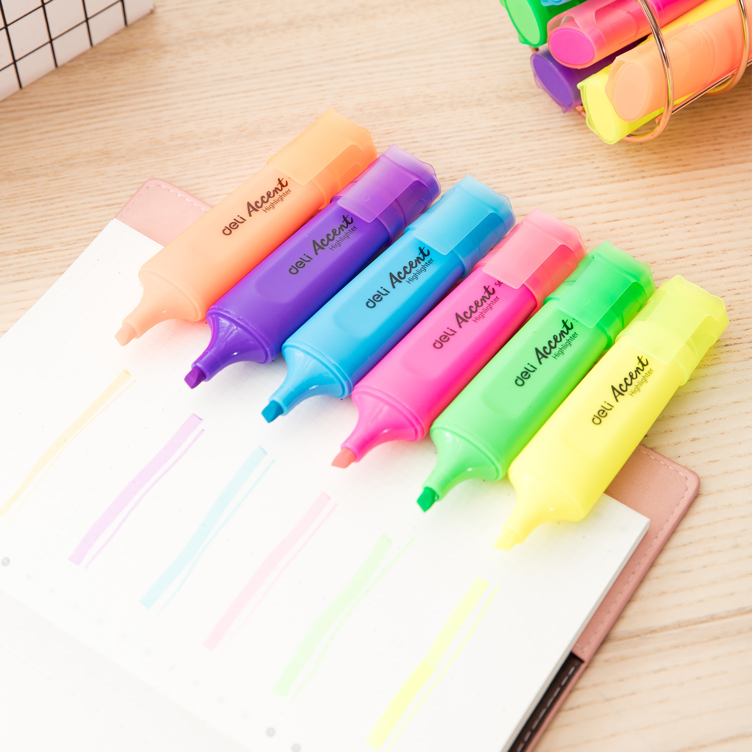 Bút Nhớ Dòng Highlight Deli - Hồng, Xanh Lá, Vàng, Cam - 2 Chiếc - ES621