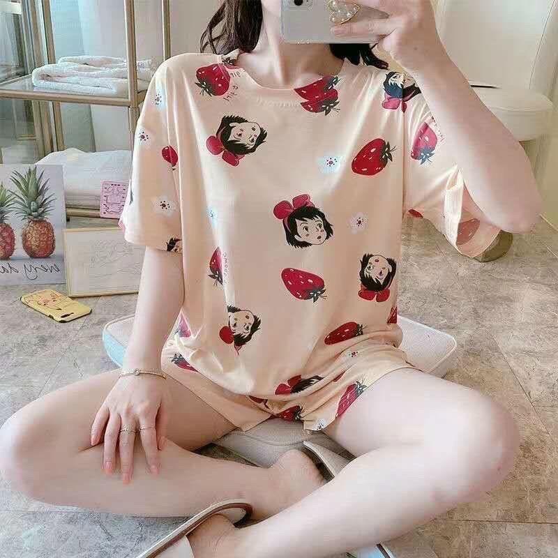 (Có size M/L)Bộ đồ ngủ thun cotton mềm mại dễ thương