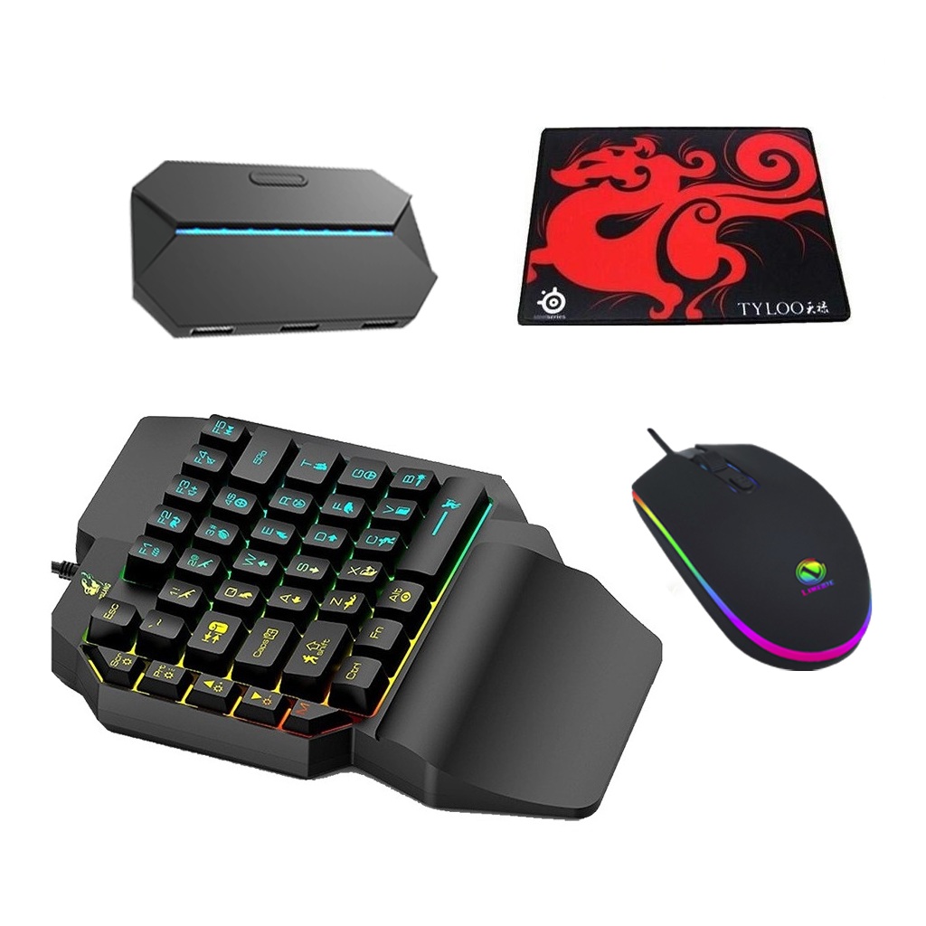 Bộ Bàn phím giả cơ HN K15 và Bộ Chuyển Đổi G6 + Chuột chuyên game 007 hỗ trợ chơi game cho Android, iPhone, iPad cùng với tính năng cho phép kết nối phím chuột
