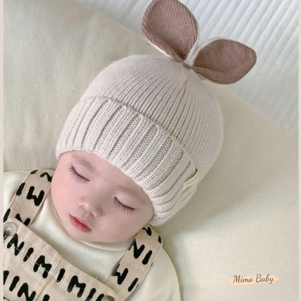 Mũ nón len beanie mùa đông gắn tai thỏ dễ thương cho bé ML198 Mimo Baby