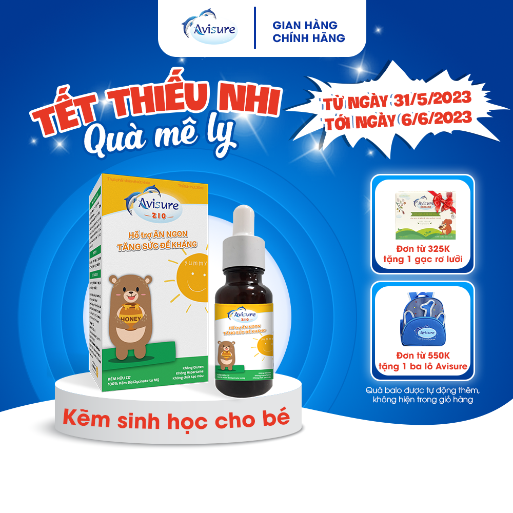 Avisure ZiO kẽm sinh học cho bé biếng ăn, chậm tăng cân 20ml