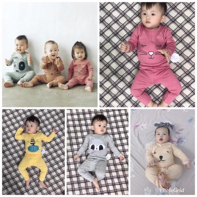 Đồ Bộ Thun Lạnh Tay Dài Quần Dài Cho Bé Trai Bé Gái
