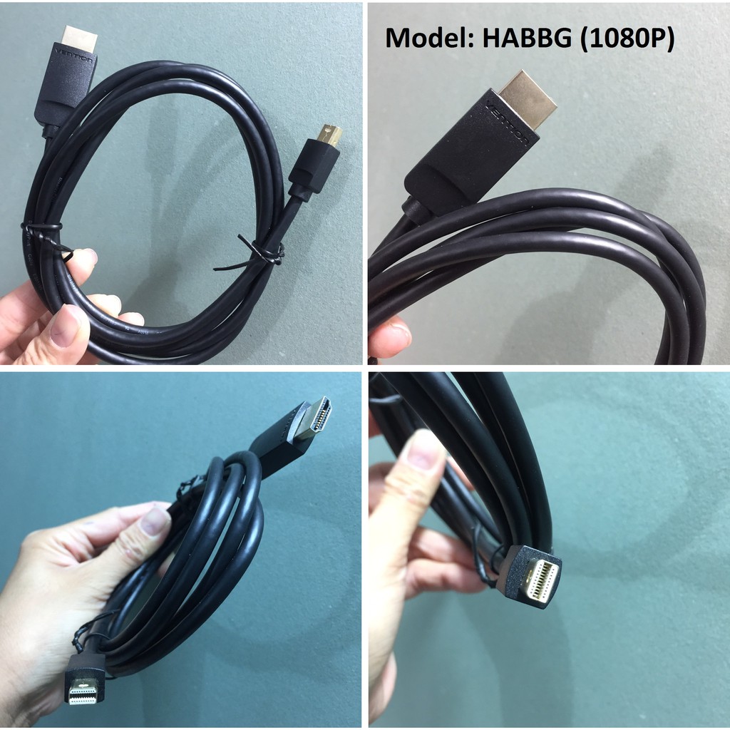 [Mini DP ra HDMI ]  Cáp chuyển tín hiệu Mini DP male ra HDMI male hỗ trợ 4K Vention HAHBG - Hàng chính hãng