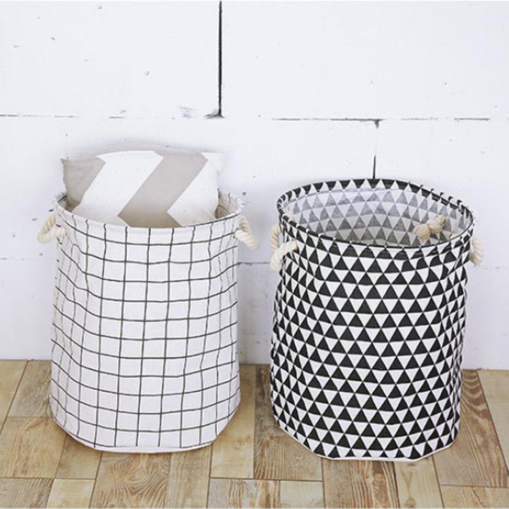 Linen Cotton Laundry Basket Clothes Storage Hamper Toy Bucket Organizer