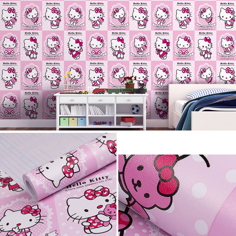 Combo 10 mét giấy dán tường, decal dán tường trang trí nhà cửa BST KITTY khổ 45cm