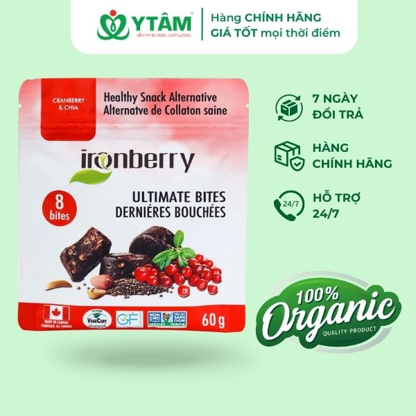 Bánh năng lượng nam việt quất &amp; hạt chia IRONBERRY thực phẩm thuần chay ăn kiêng KOSHER, không GMO, không GLUT