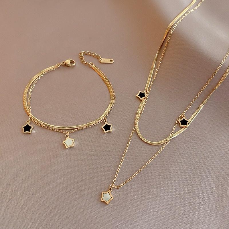 Set bộ trang sức nữ dây chuyền lắc tay bông tai ngôi sao đẹp Ring House