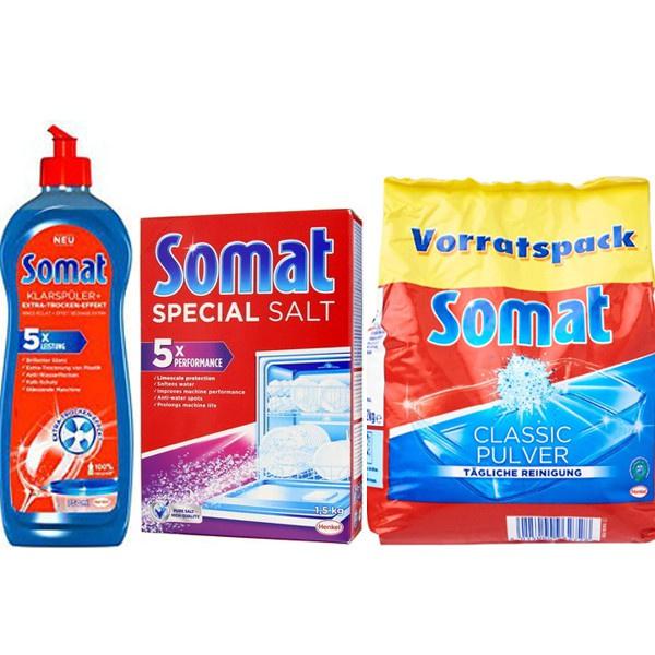 Combo muối + Bột+ nước rửa Bát - Ly Somat 1.2kg - Đức