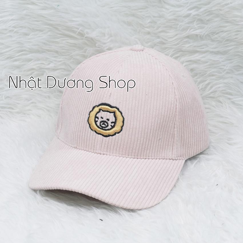 Mũ lưỡi trai, Nón kết nhung sớ đũa thêu hình mặt sư tử phù hợp cho cả nam và nữ.