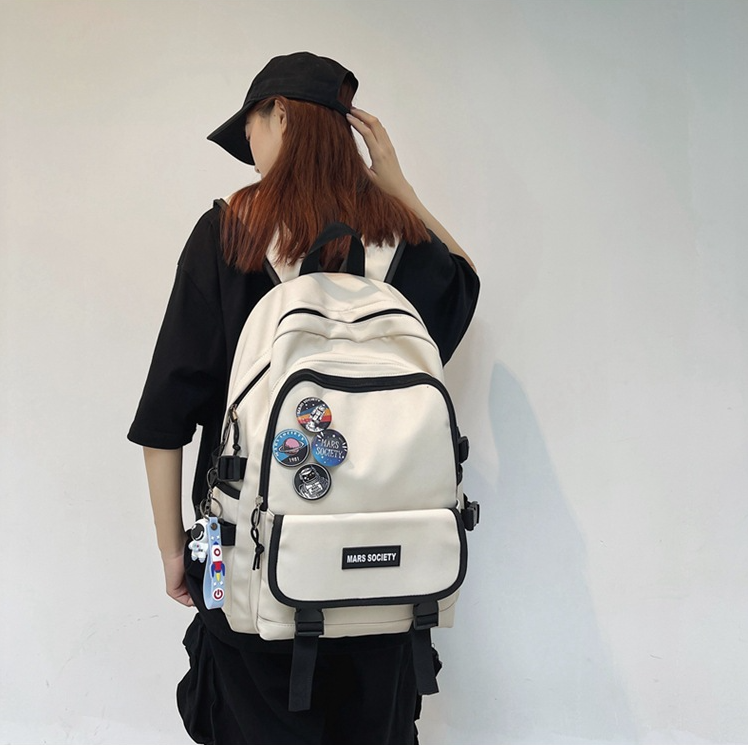 Balo đi học unisex Hàn Quốc màu trơn cỡ lớn Mars Society nhiều ngăn chống nước đựng laptop to đi làm đi chơi cho nam nữ