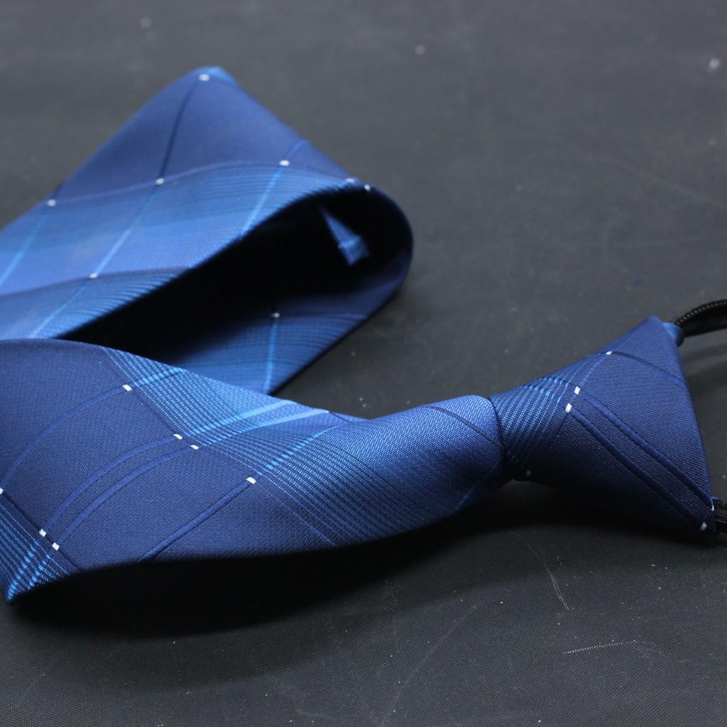 Cà vạt nam kẻ dây kéo thắt sẵn bản 8cm trung niên hàng TP HCM sản xuất mã BA011