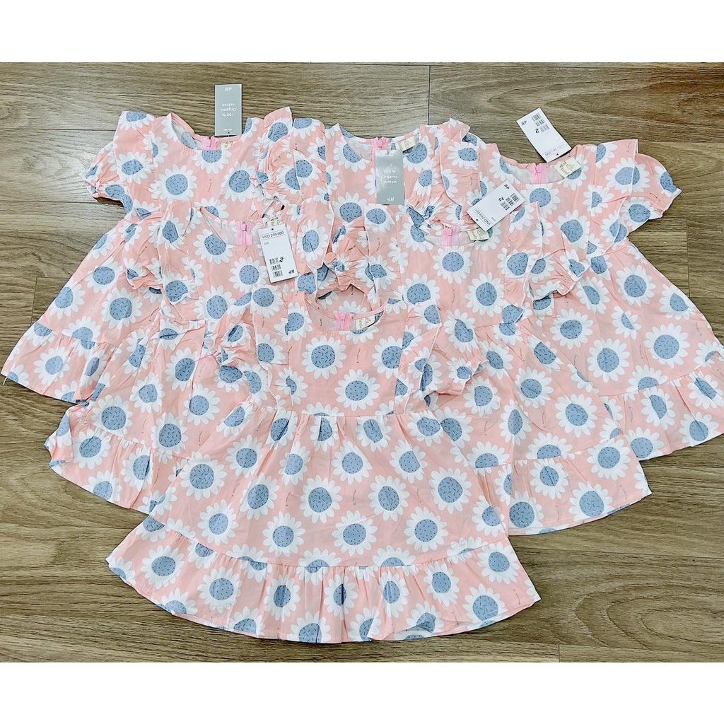 VÁY BÉ GÁI XOÈ HỒNG HOA XANH