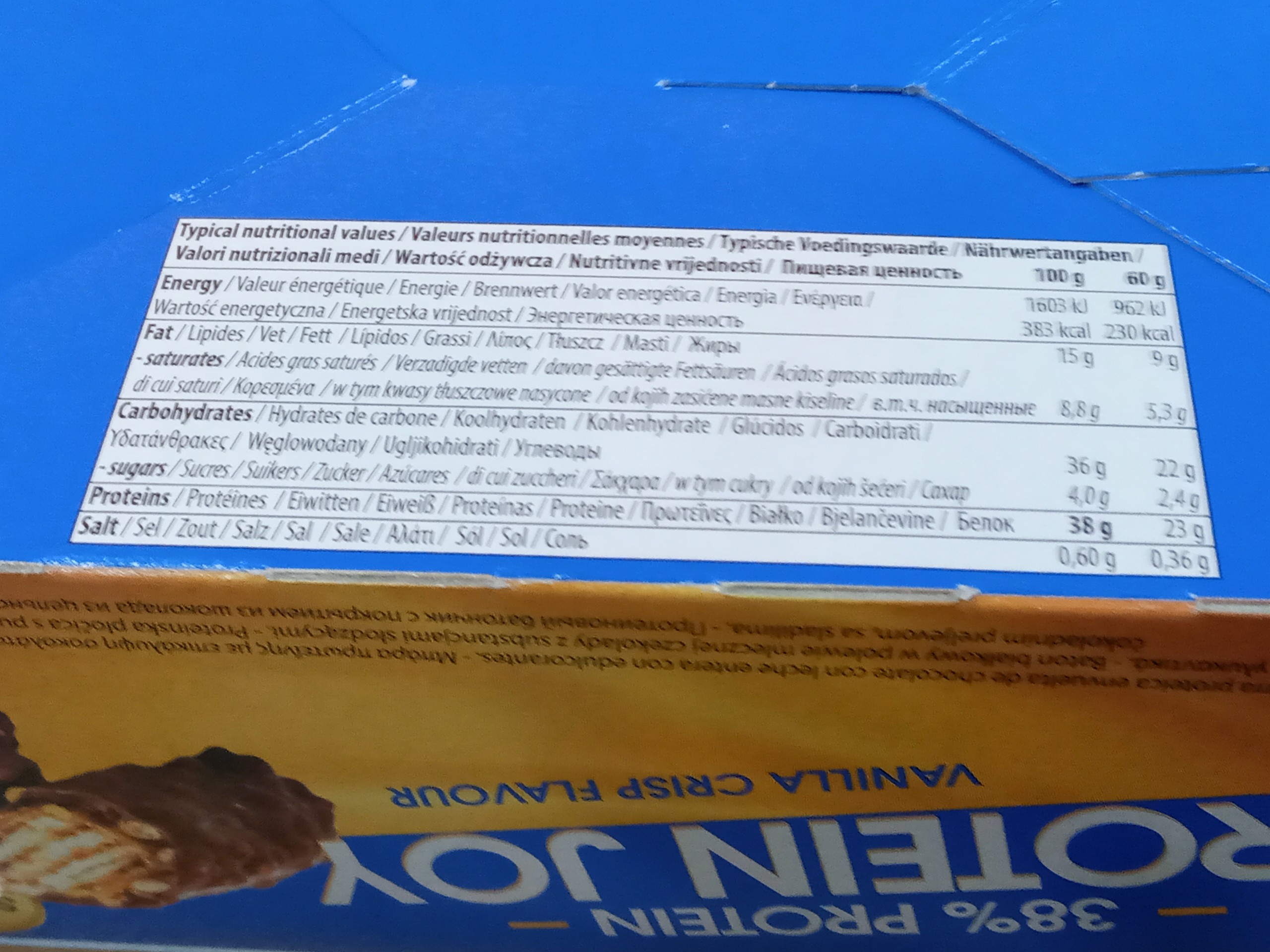 PROTEIN JOY BAR (12 BARS) VANILLA CRISP 12 X 60 G