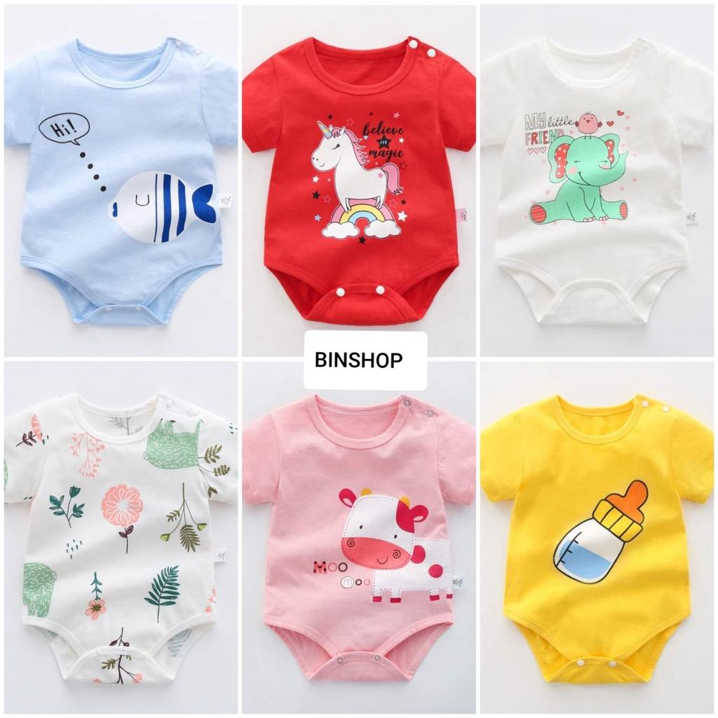 Bodysuit cho Bé Trai Bé Gái mẫu Body Chip Hè Sơ Sinh vải 100% Cotton Mềm Mịn kiểu dáng dễ thương từ 3-12kg