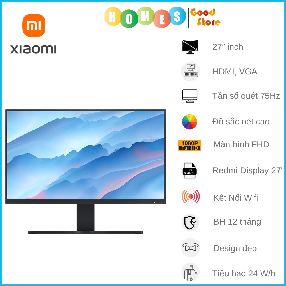 Màn Hình Máy Tính Xiaomi Mi Desktop Monitor 27 Inch Phù Hợp Làm Việc Chơi Game - Hàng Nhập Khẩu