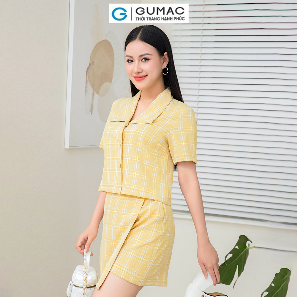 Set lẻ Áo kiểu cổ bẻ V AD11027 thời trang GUMAC - Quần short giả váy SHD11026 thời trang GUMAC