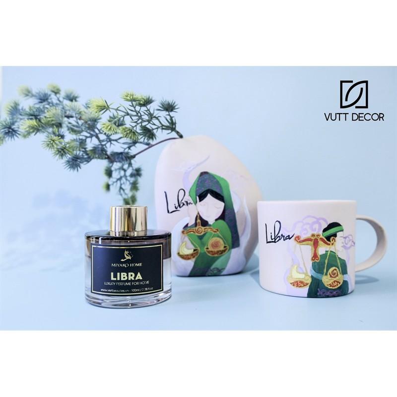 Bình gốm Sỏi Đá Trơ Vơ - Vẽ tay Cung Hoàng Đạo - Thiên Bình/Libra