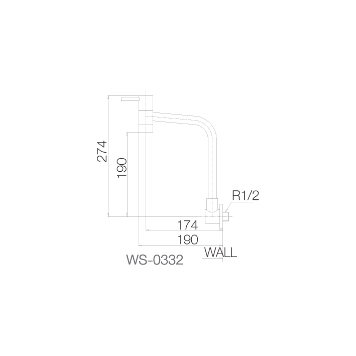 Vòi chậu lạnh gắn tường - WS-0332 -  INOX SUS 304