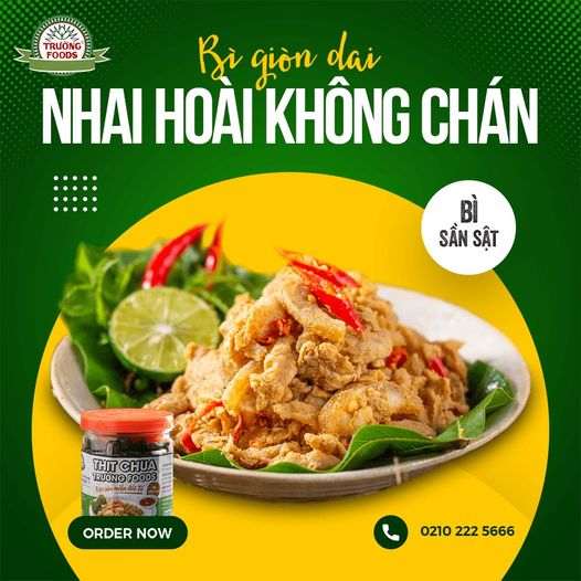 Combo 3 Hộp Thịt Chua Bì Sần Sật Trường Foods 180g/Hộp