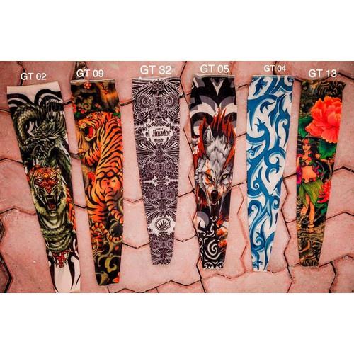 (RẺ NHẤT THỊ TRƯỜNG) 1 Đôi Găng Tay Tatoo Bao Tay In Hình Xăm Tạm Thời 3d Nghệ Thuật Chống Nắng Tia Uv