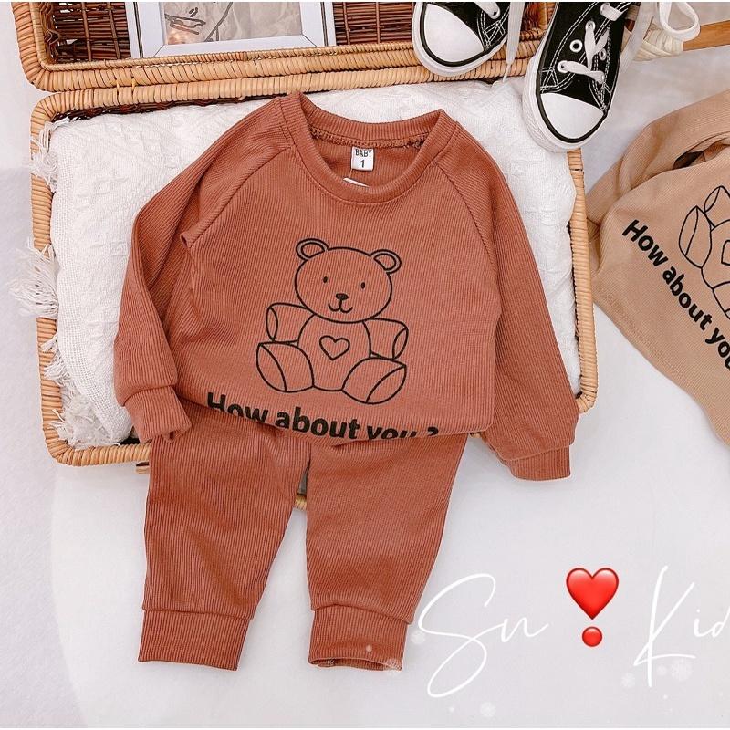 Bộ đồ dài tay thun gân cho bé trai và gái