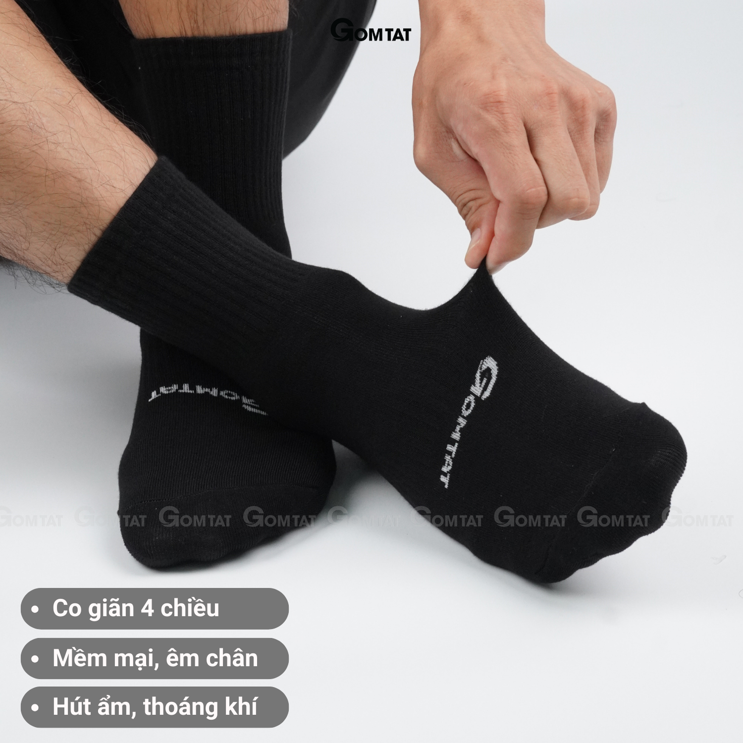 Hộp 4 Đôi Tất Sợi Tre Cổ Cao Cao Cấp, Vớ Cổ Cao Vải Sợi Tre Mềm Mịn Thoáng Mát - GOMTAT-SOITRE-CAO