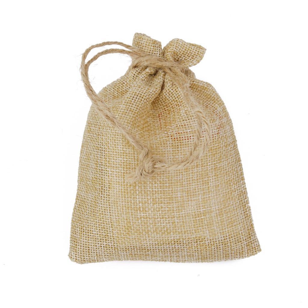 Linen Jewellery Pouch Beads Small Candy Burlap Jute Bag Gift 9.5x12cm