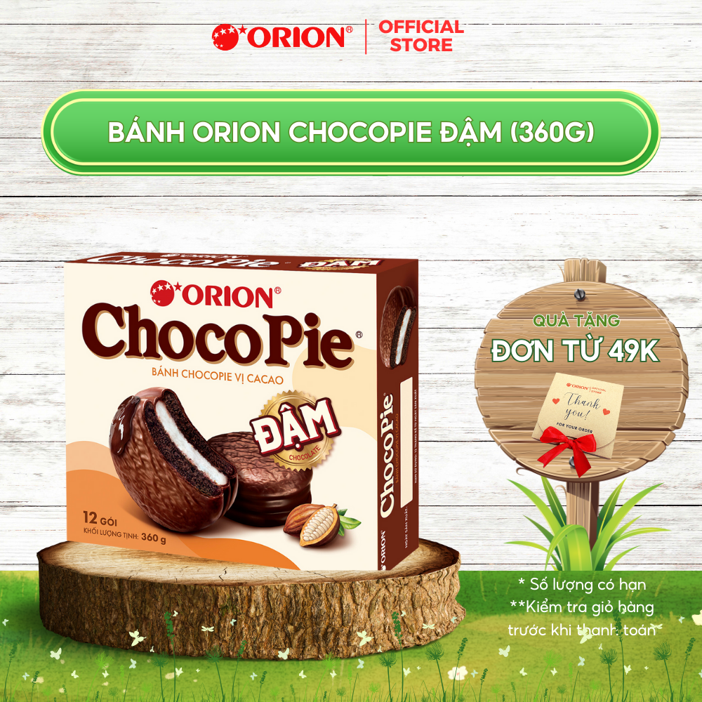 Hộp 12 gói bánh CHOCOPIE ĐẬM vị ca cao (360G)