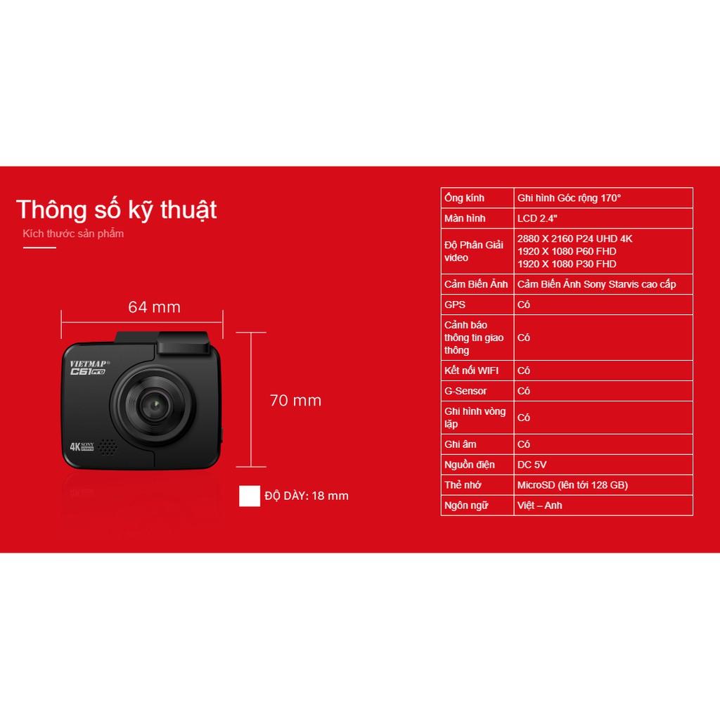 Camera hành trình VIETMAP C61 Pro + thẻ 32GB - Trải nghiệm hình ảnh sắc nét - Nâng cấp âm thanh - Kết nối VIETMAP REC.