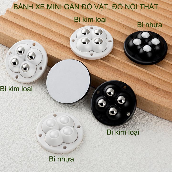 Bộ 4 bánh xe mini 4 gắn đồ vật, đồ nội thất đa năng giúp dễ dàng di chuyển