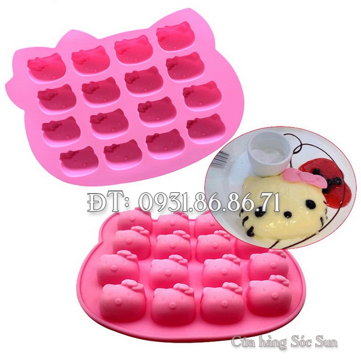 Khuôn silicon 16 mèo Kitty – Mã số 1408