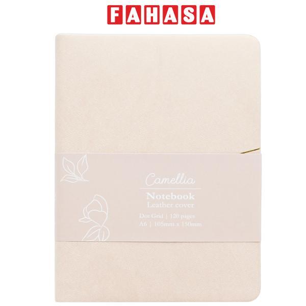 Sổ Da Bìa Mềm Camellia A6 - Không Kẻ Có Chấm - 120 Trang 100gsm - The Sun - Almond