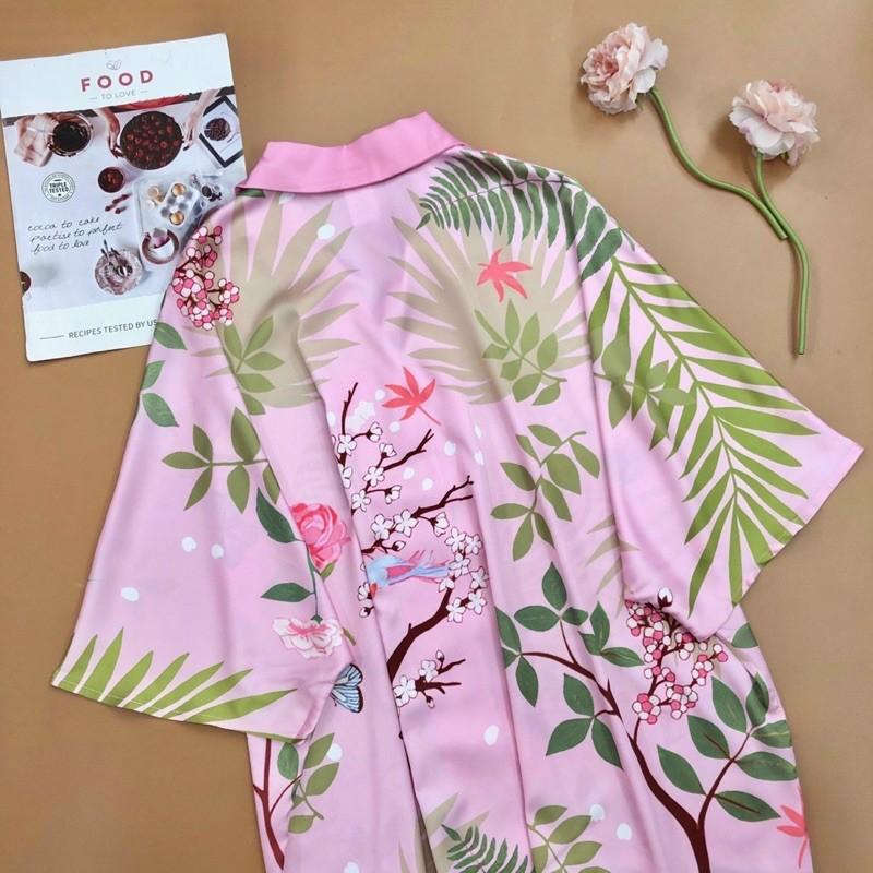 PIJAMA HOẠ TIẾT CANH DƠI TAY LỠ HỔ HỒNG CAO CẤP
