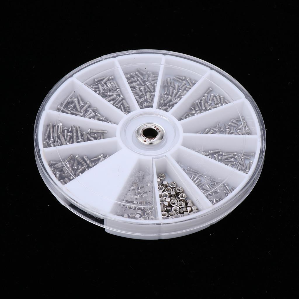 600Pcs in 1 Kit Rivet Heads Screws Nuts Round Plastic Case Stainless Steel