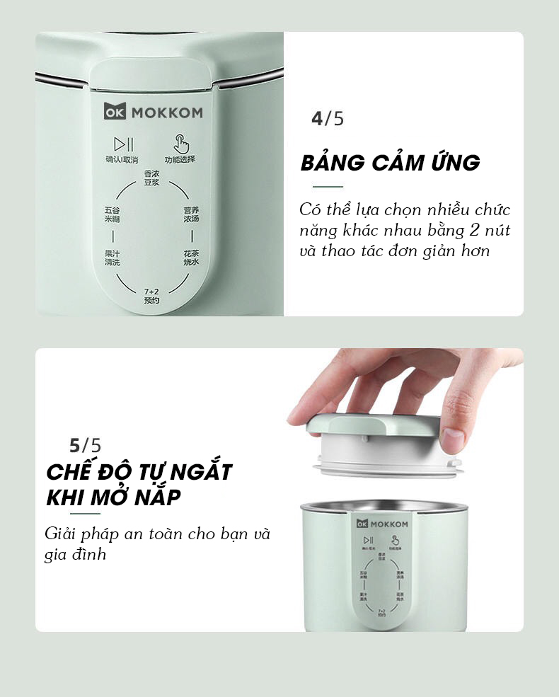 Máy Làm Sữa Hạt Mini Mokkom 300ml - Hàng Chính Hãng