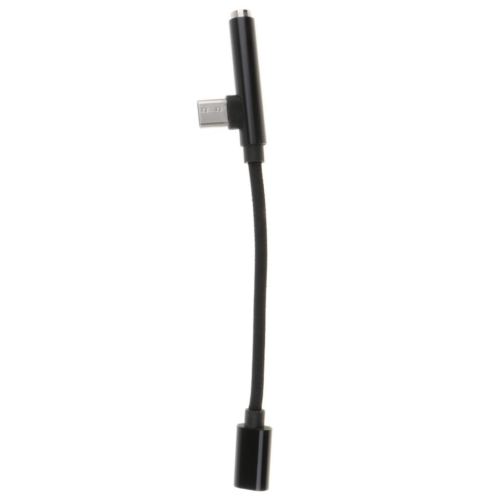 Adapter Splitter USB TypeC to AUX Audio 3.5mm+Charge Cable for Android Black