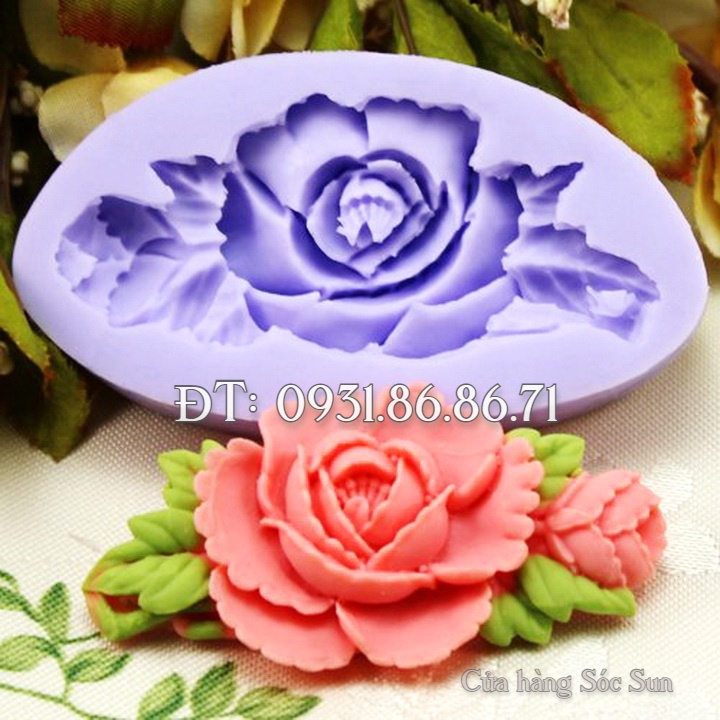 Khuôn silicon hoa hồng kèm nụ - Mã số 1246