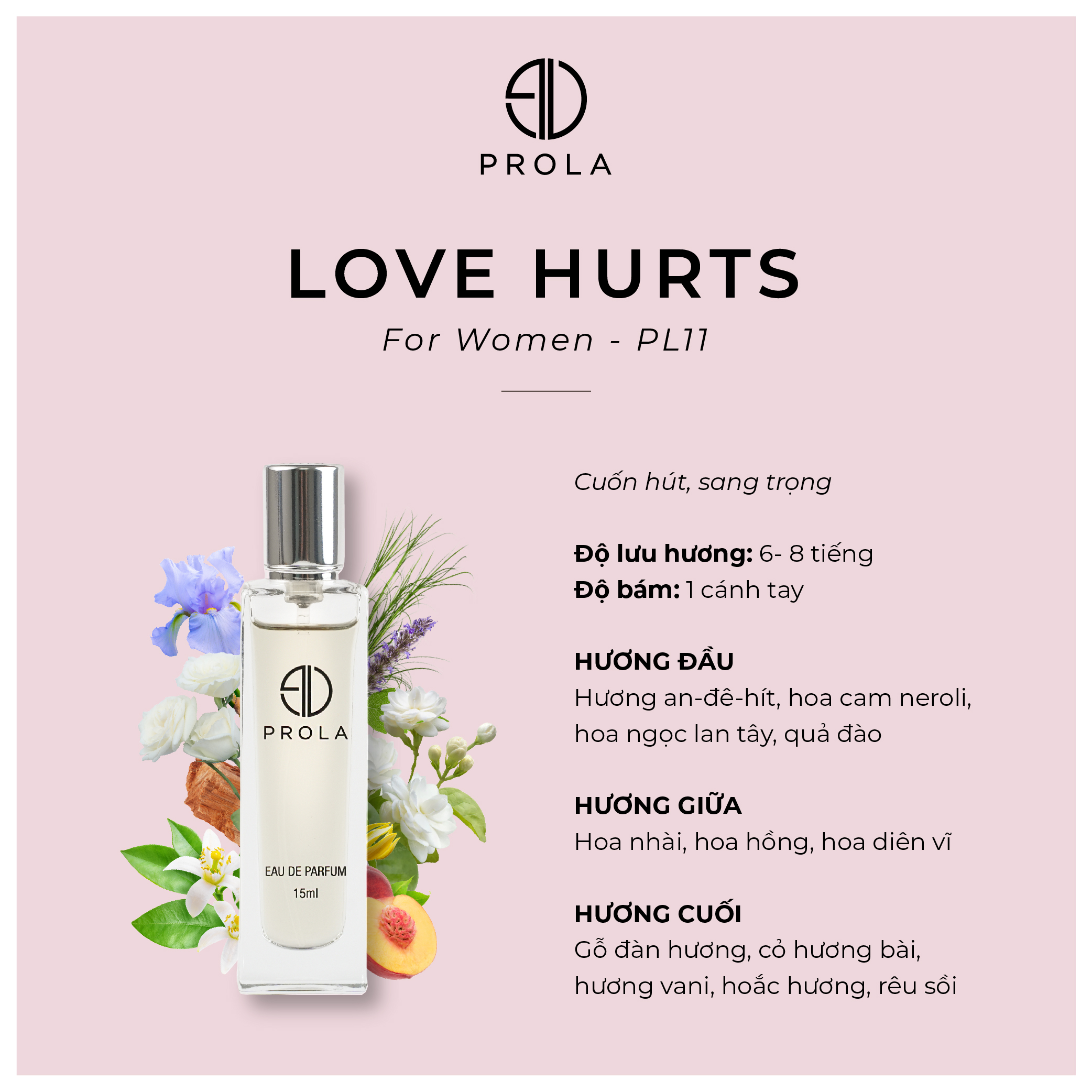 Nước Hoa Nữ PROLA Mini Chính Hãng Thơm Lâu Nhẹ Nhàng Cuốn Hút Dạng Xịt - Love Hurts