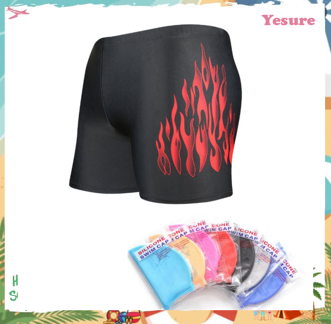 Quần bơi Nam body cao cấp Yesure Red Fire chất vải thun co giãn 4 chiều, dành cho vận động viên chuyên nghiệp và người có sở thích đi bơi - Tặng kèm nón bơi Silicon cao cấp ( màu ngẫu nhiên )