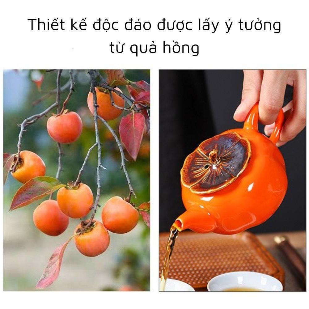 Bộ ấm chén uống trà gôm sứ cao cấp hình quả hồng ATQH00