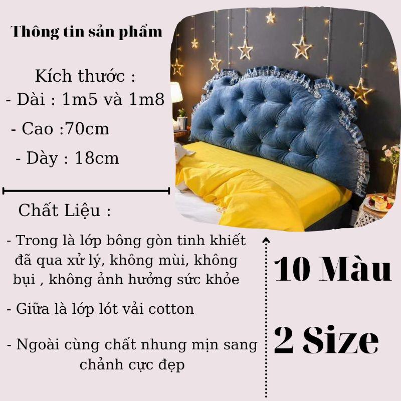 Gối tựa đầu giường đính khuy size 1m5 và 1m8 nhiều màu