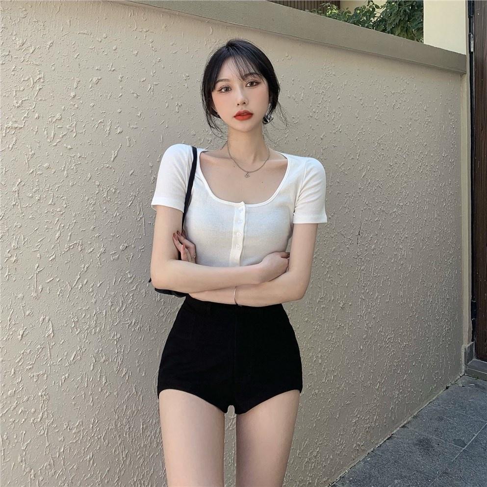 ✓Quần short eo cao dáng ôm thời trang Hàn Quốc sành điệu quyến rũ