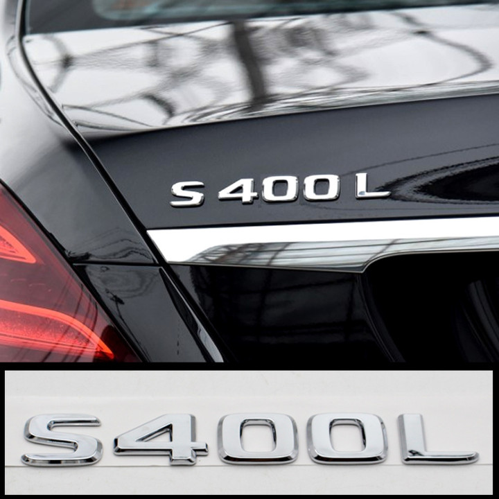 Decal tem chữ S400L dán đuôi xe ô tô Nhựa ABS