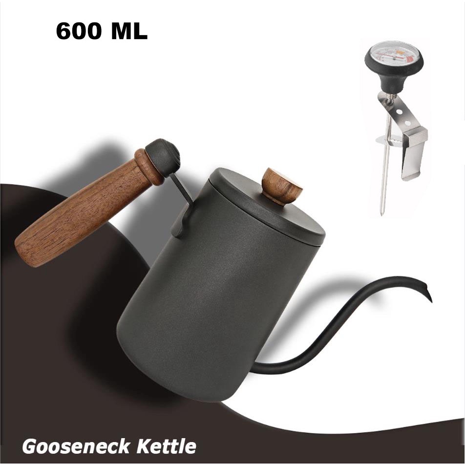 Bình rót cà phê 600ml bằng thép không dỉ, có nhiệt kế