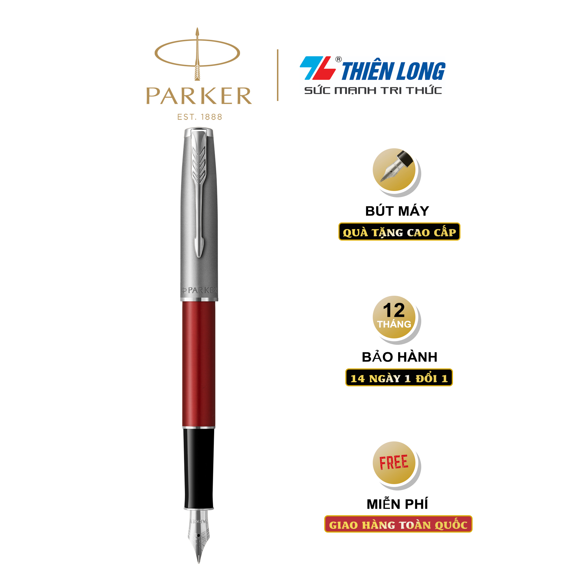 Bút máy cao cấp Parker SON SB Metal Red CT TB-2146853 - Thép không gỉ
