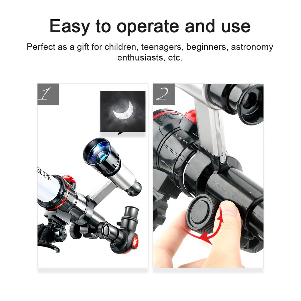 Outdoor Telescope High Clear Astronomical Refracting Telescope Science Teaching Toy with 20X 30X 40X Magnification Eyepieces Tripod for Kids Children Beginners