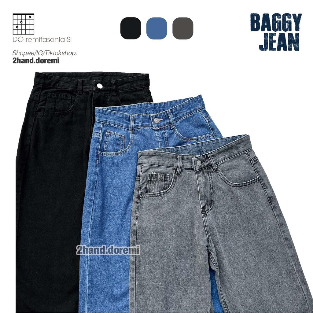 Quần Jeans Nam Nữ Baggy Form Suông Ống Rộng Cao Cấp Màu Đen Xanh Xám Retro