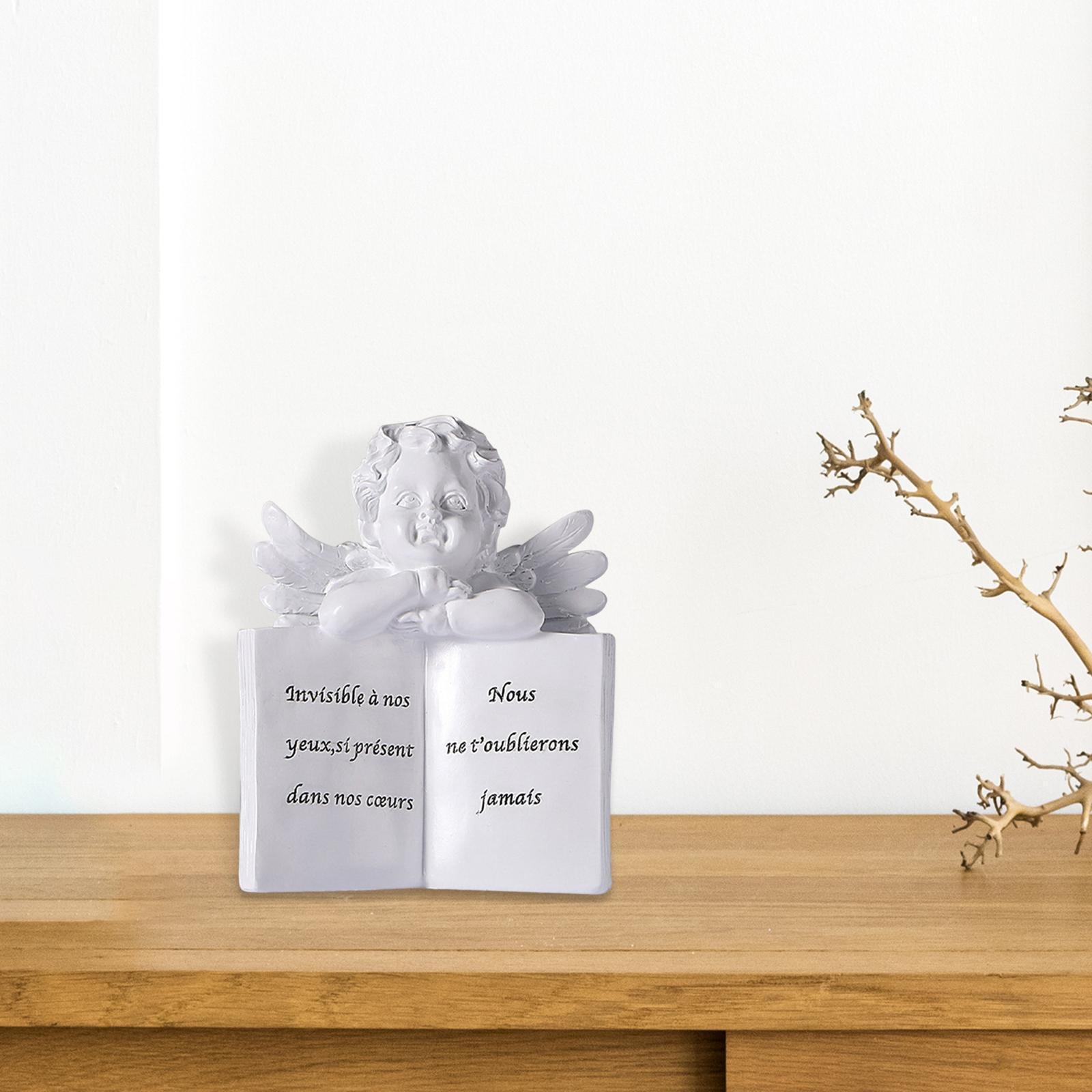 Angel Figurine Decorative White Memorial Crafts Fairy Book
